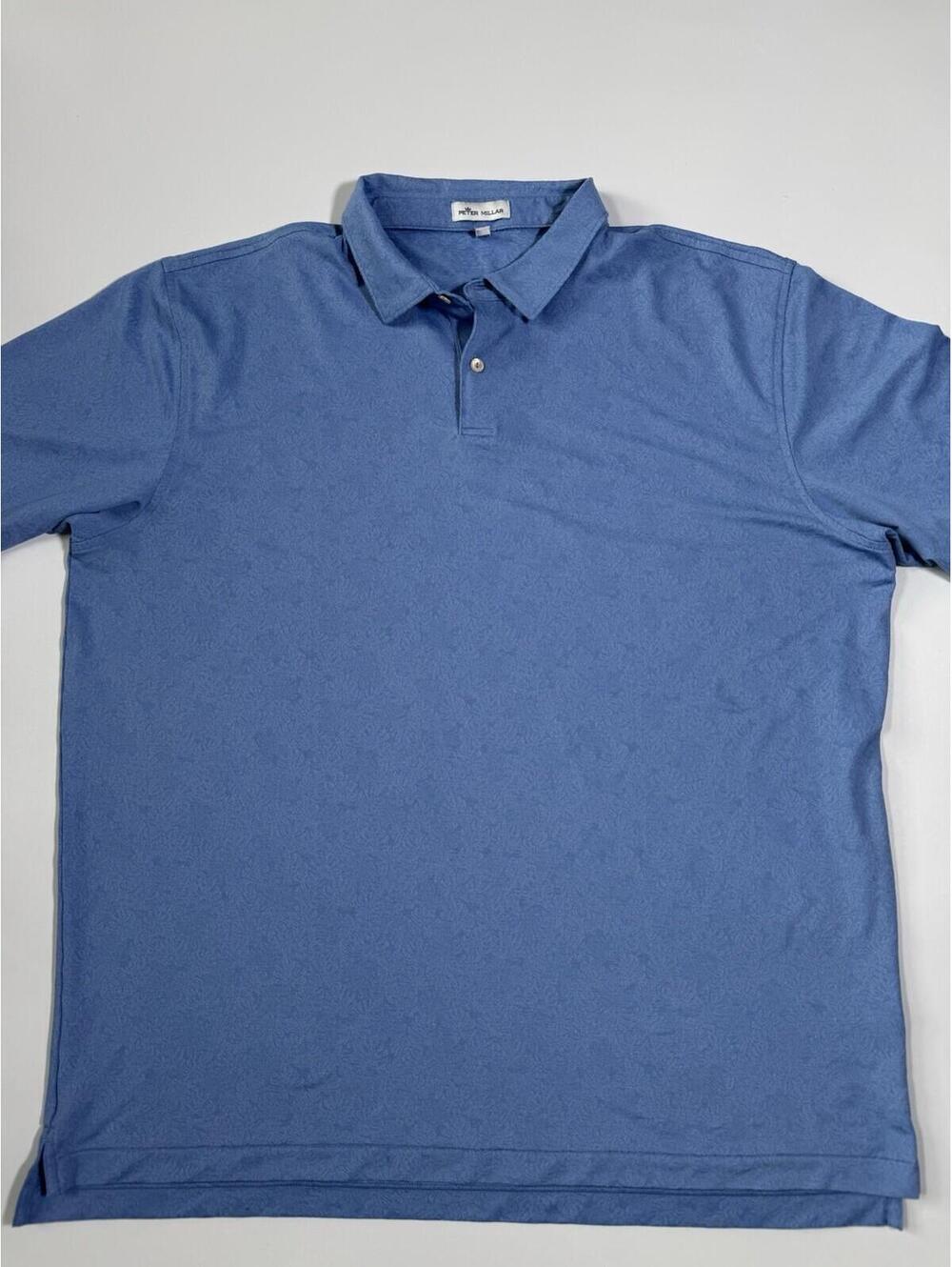 Peter Millar Blue Paisley Jacquard Performance Golf Polo Shirt Men’s XXL